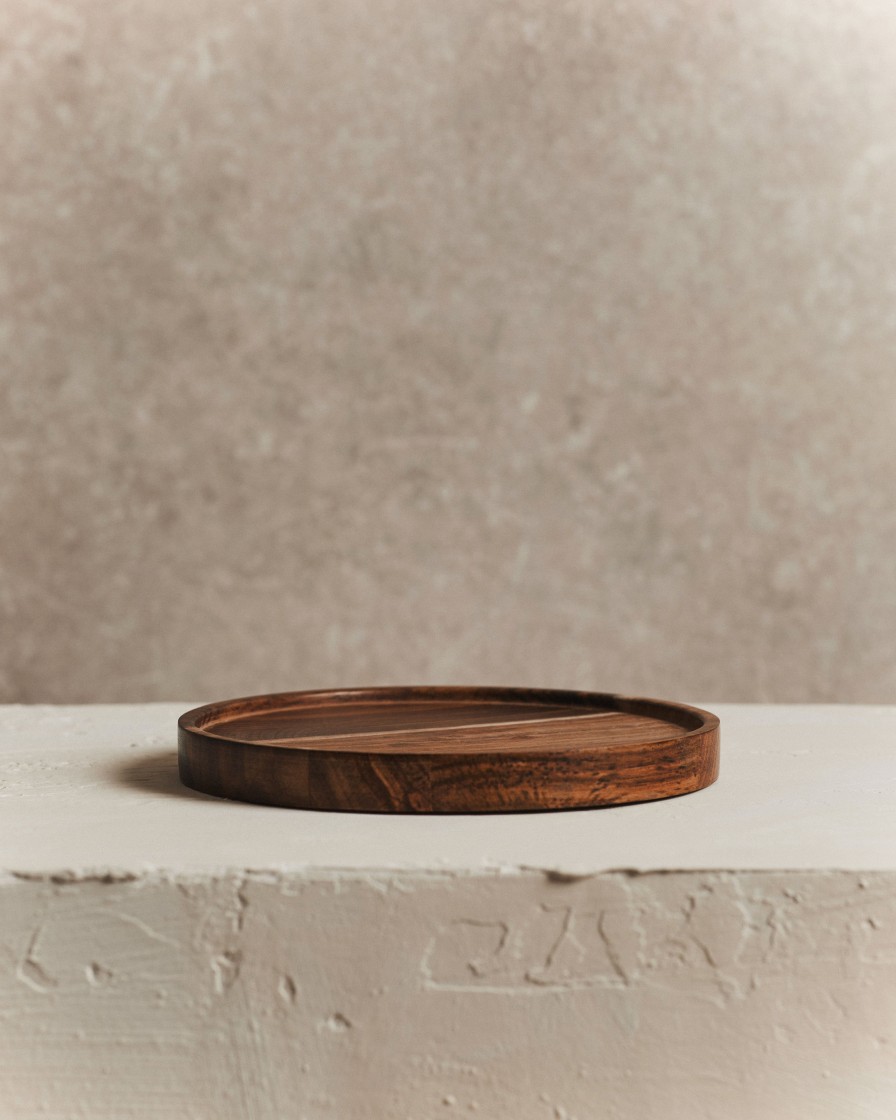 Kitchenware Form & Balance | Cora Dark Wood Tray | 20Cm Dia