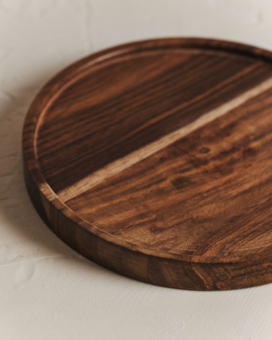 Kitchenware Form & Balance | Cora Dark Wood Tray | 20Cm Dia