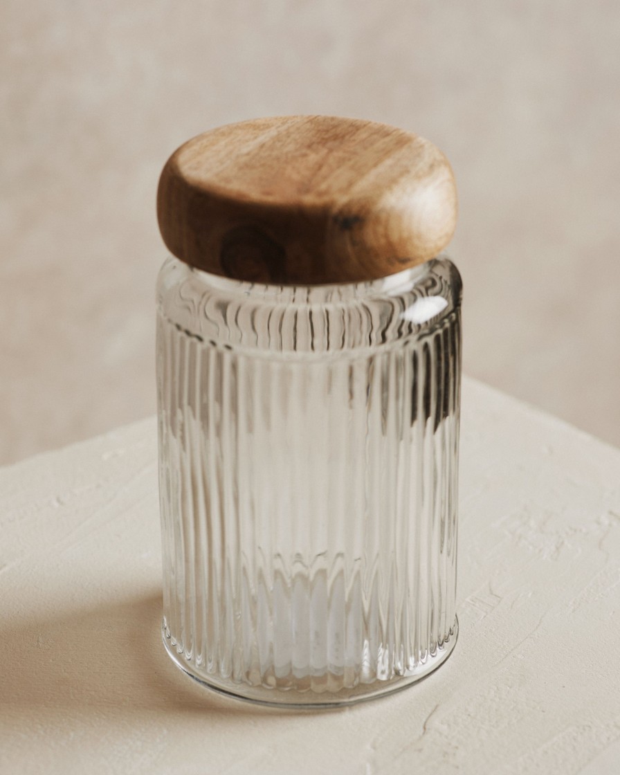 Kitchenware Form & Balance | Pantry Mango Wood Glass Storage Jar | Small