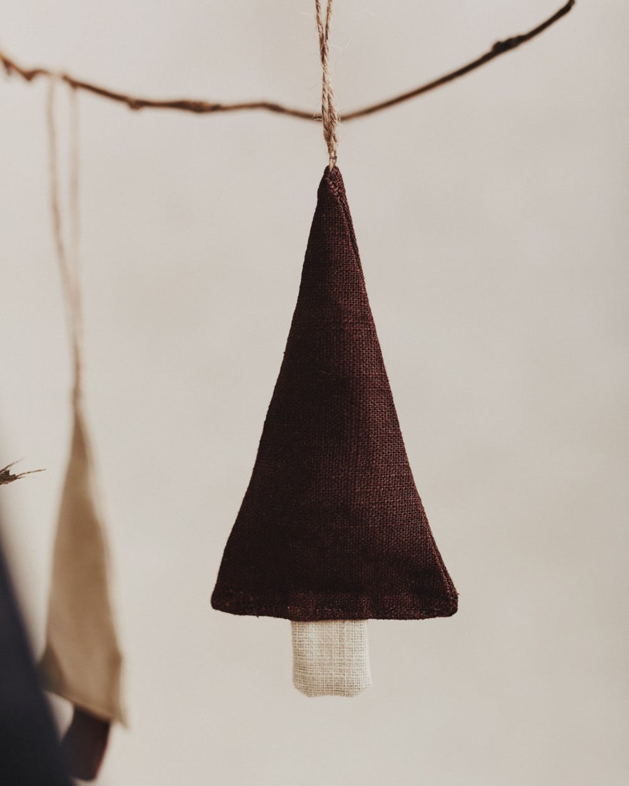 Homeware Form & Balance | Linen Festive Tree Decoration | Espresso And Ecru