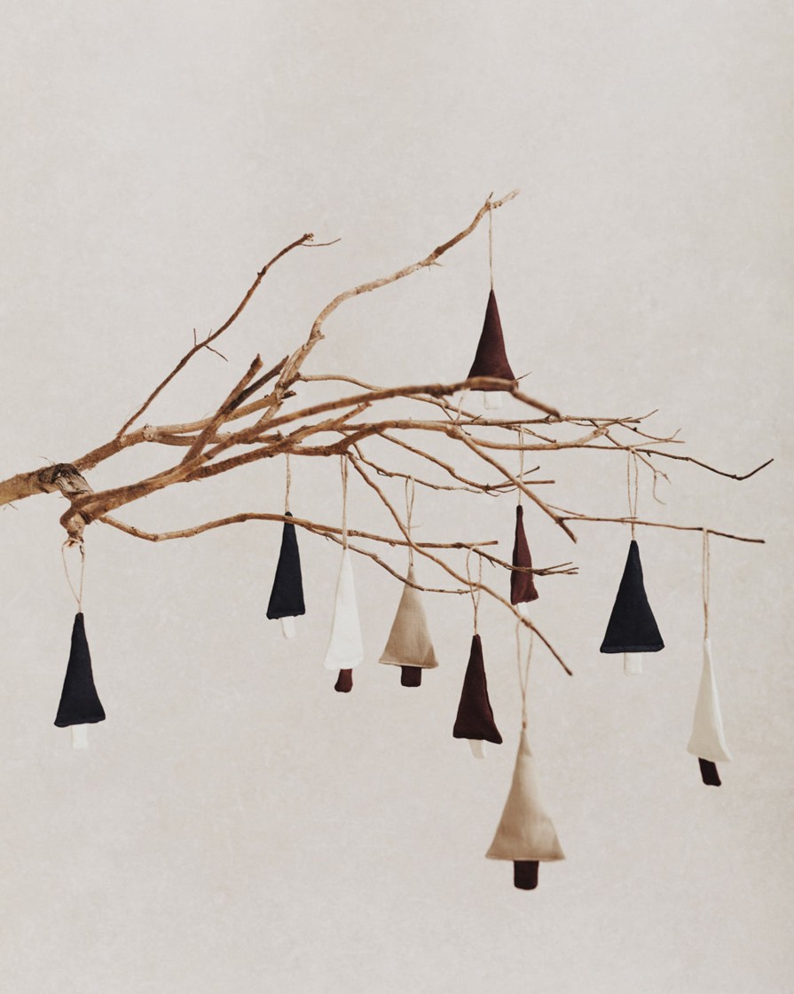 Homeware Form & Balance | Linen Festive Tree Decoration | Espresso And Ecru