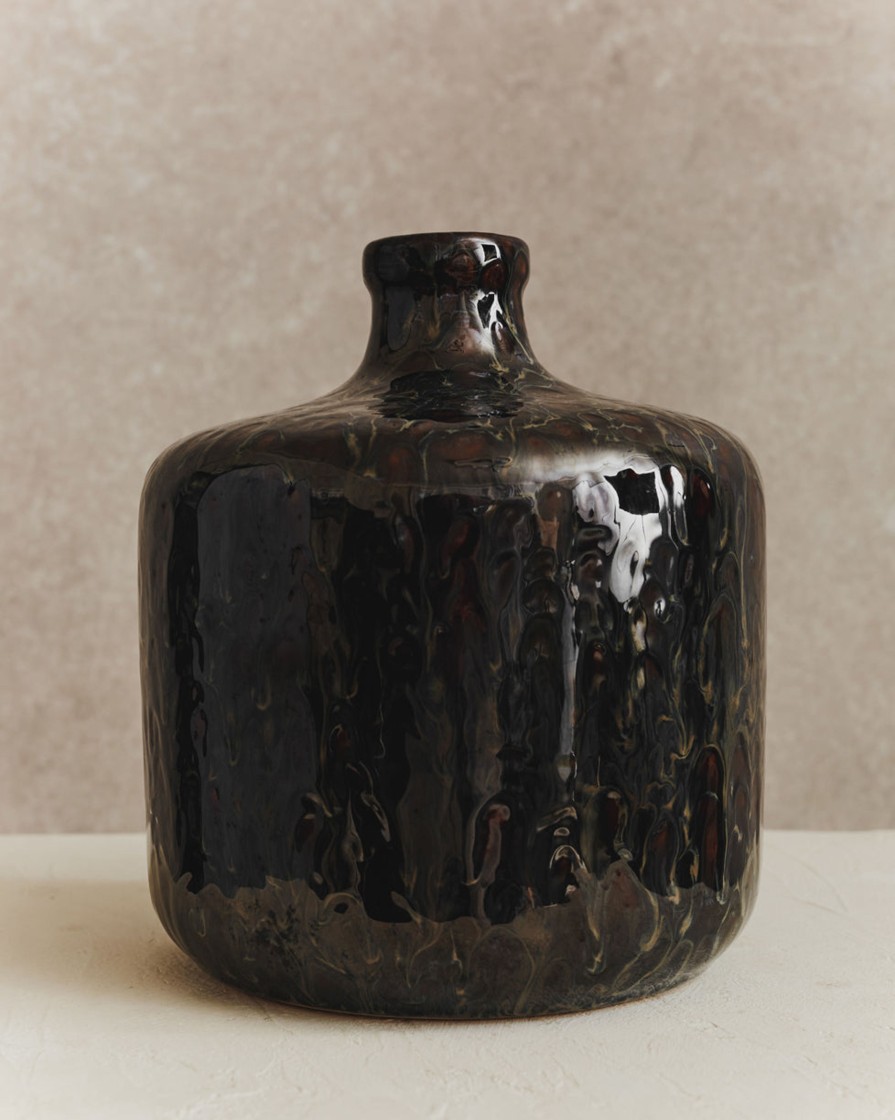 Homeware Form & Balance | Slip Navy & Brown Bottle Vase | Large