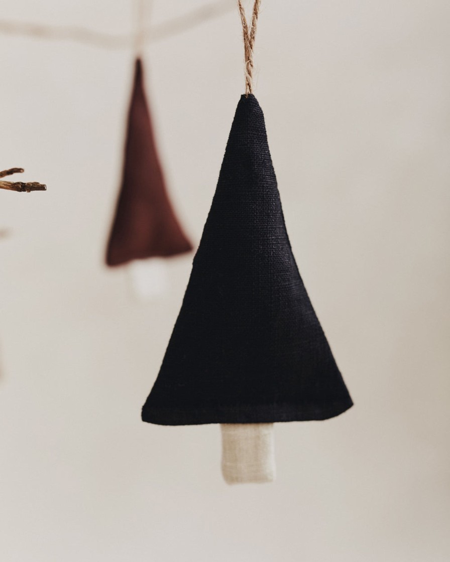 Homeware Form & Balance | Linen Festive Tree Decoration | Black And Ecru