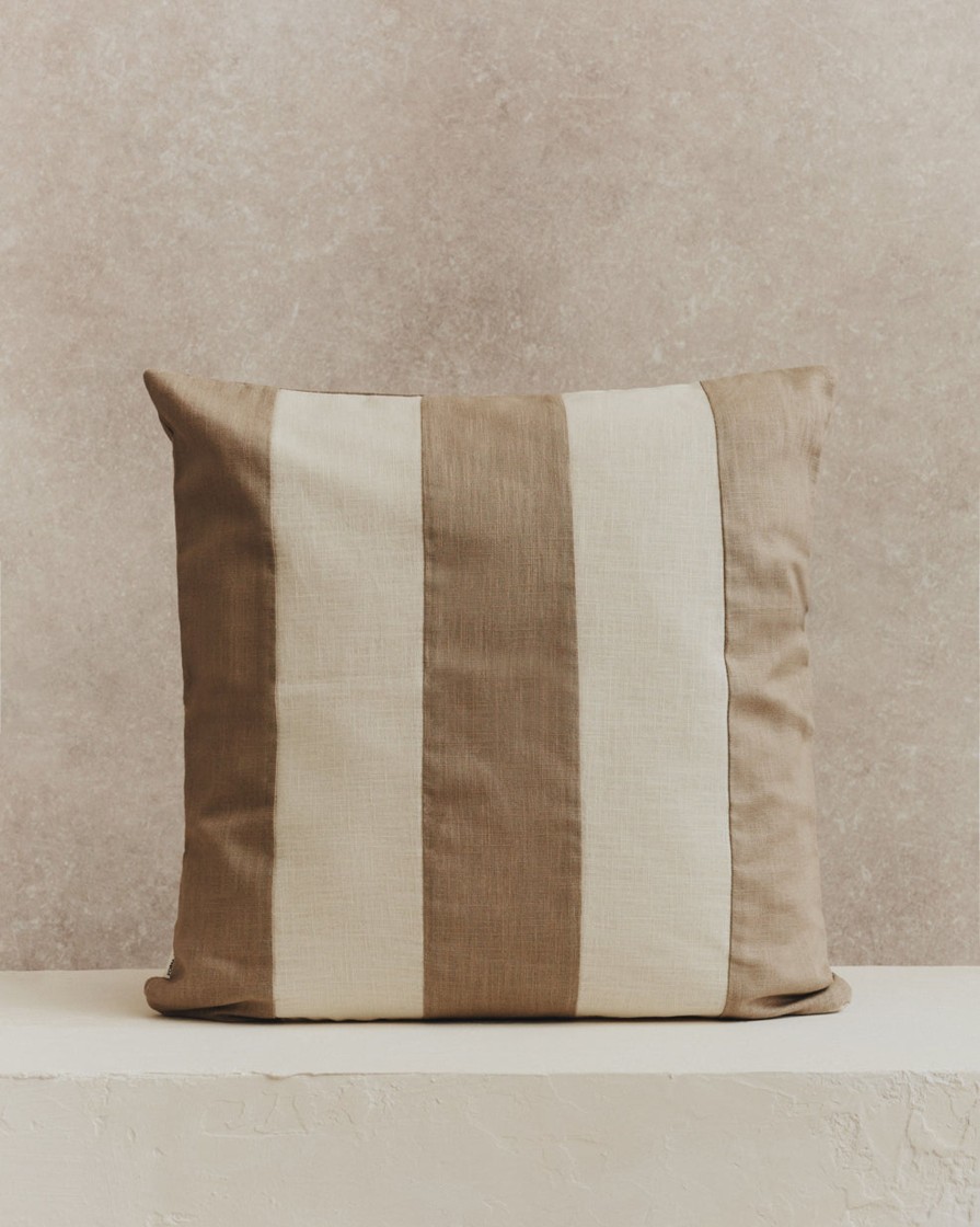 Homeware Form & Balance | Maxi Stripe Cushion Cover | Stone And Ecru