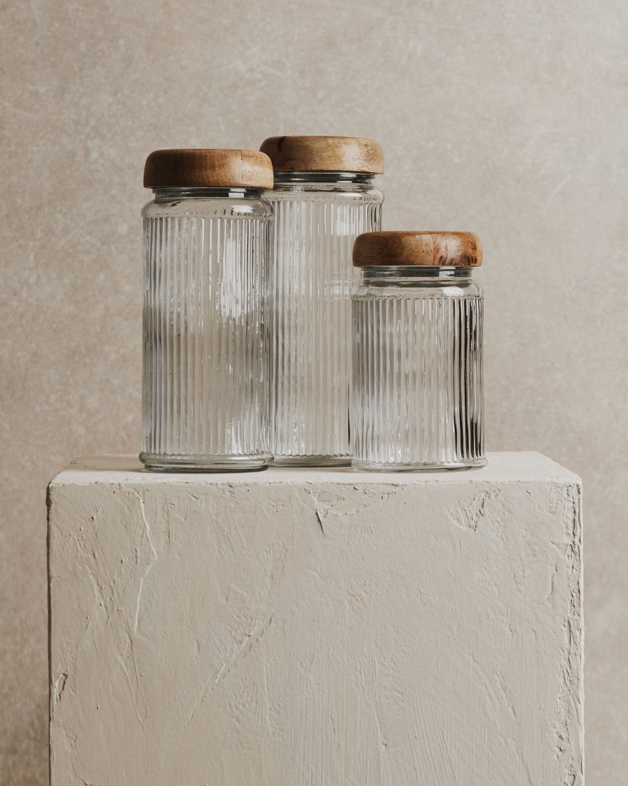 Kitchenware Form & Balance | Pantry Mango Wood Glass Storage Jar | Medium