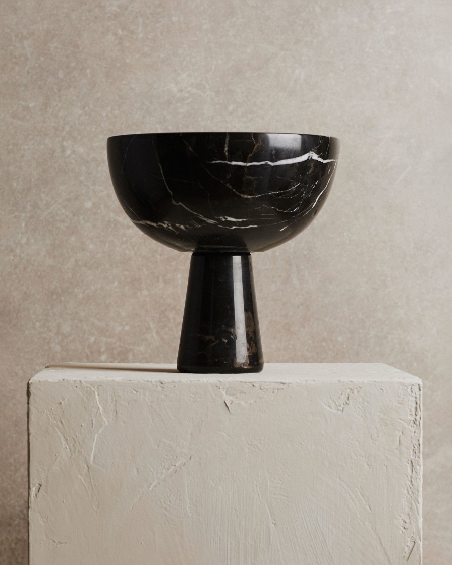 Homeware Form & Balance | Noble Large Marble Pedestal Bowl In Black