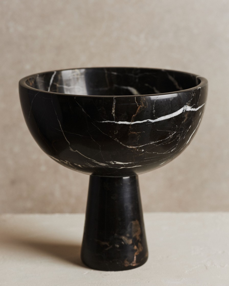 Homeware Form & Balance | Noble Large Marble Pedestal Bowl In Black