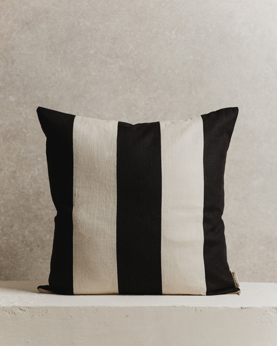 Homeware Form & Balance | Maxi Stripe Cushion Cover | Black And Ecru