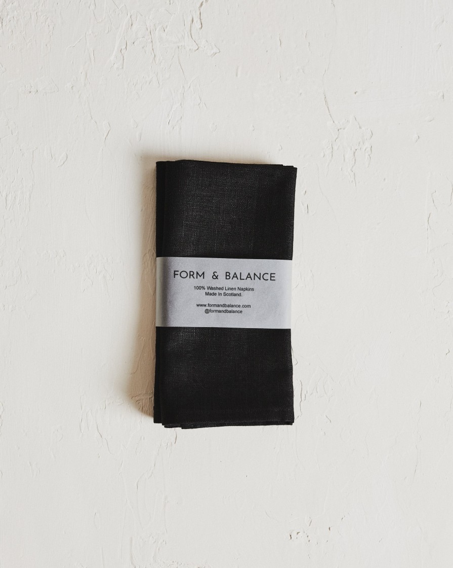 Kitchenware Form & Balance | Set Of 2 Washed Linen Napkins | Black