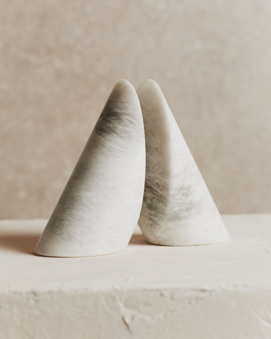 Homeware Form & Balance | Pair Of Noble Marble Bookends In White