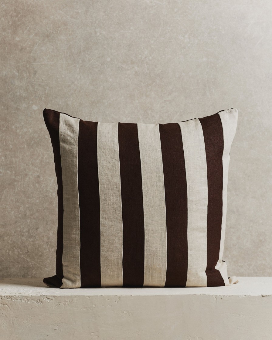 Homeware Form & Balance | Mini Stripe Cushion Cover | Espresso And Ecru