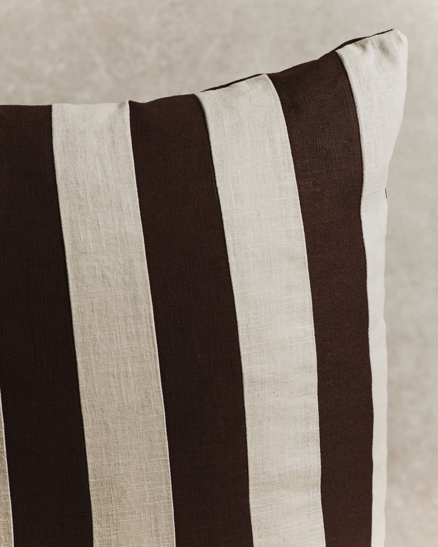 Homeware Form & Balance | Mini Stripe Cushion Cover | Espresso And Ecru