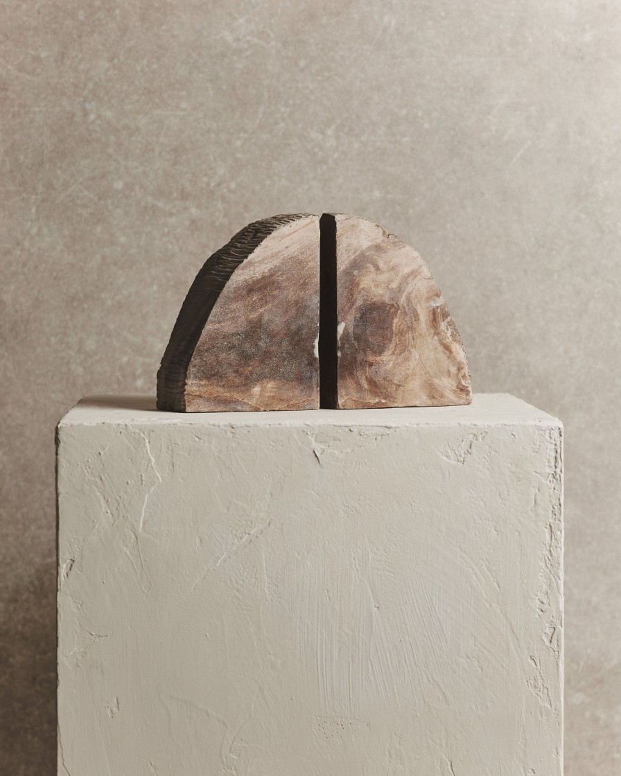 Homeware Form & Balance | Pair Of Brown Relic Petrified Wood Bookends