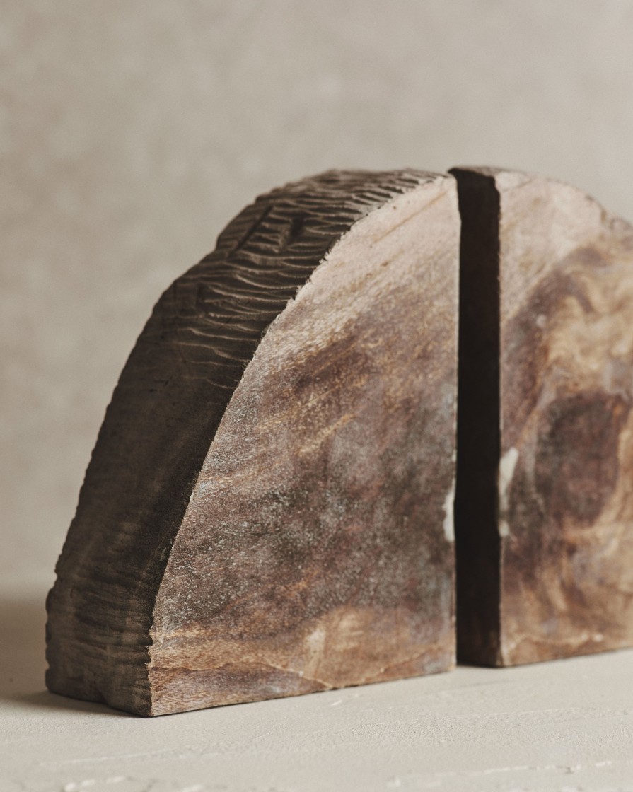 Homeware Form & Balance | Pair Of Brown Relic Petrified Wood Bookends