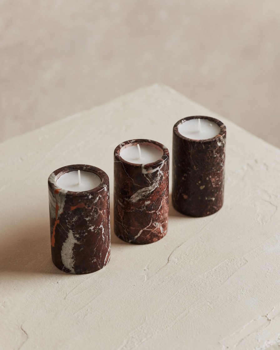 Homeware Form & Balance | Noble Marble Set 3 Tealight Holders In Wine