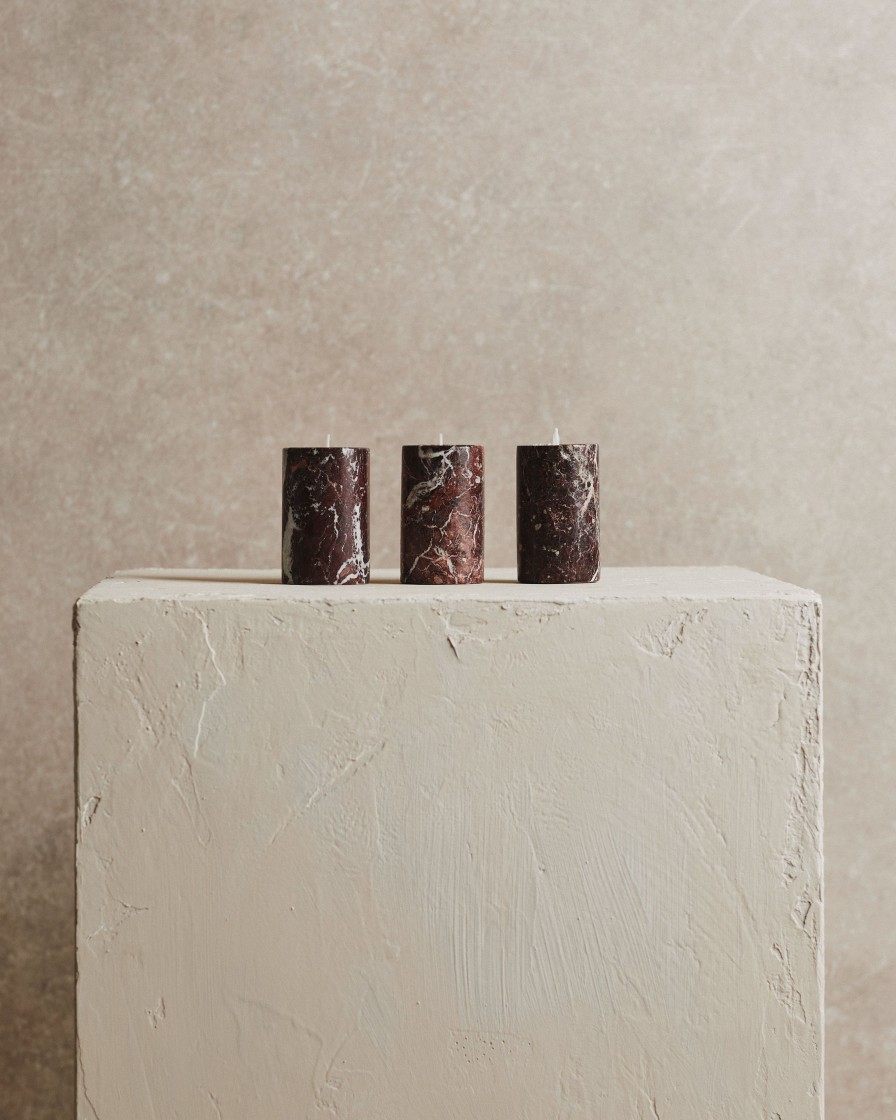 Homeware Form & Balance | Noble Marble Set 3 Tealight Holders In Wine