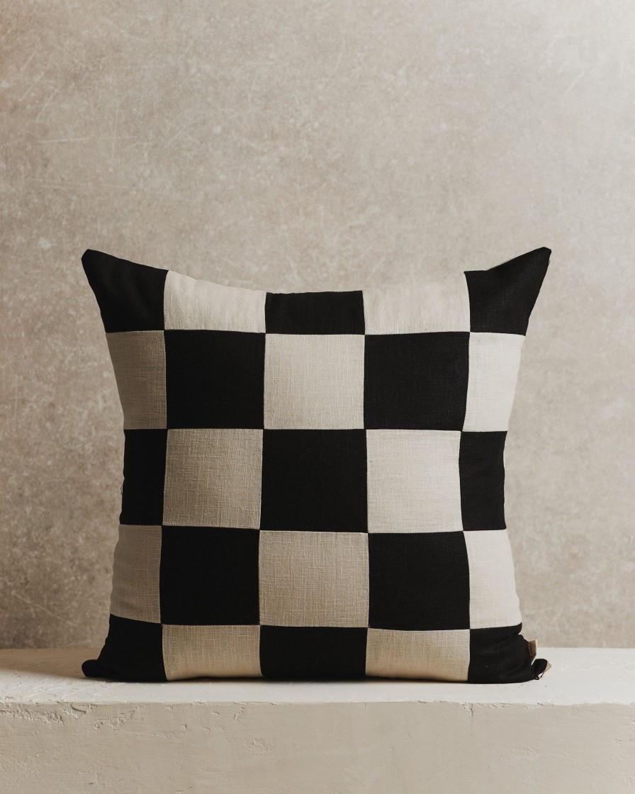 Homeware Form & Balance | Chequered Cushion Cover | Black And Ecru