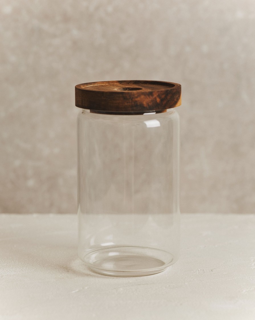 Kitchenware Form & Balance | Larder Acacia Wood Glass Storage Jar | Medium