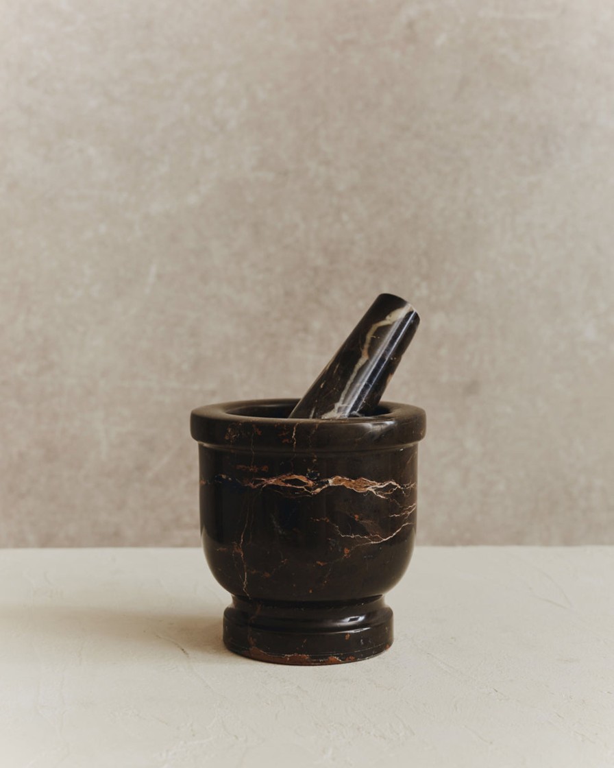 Kitchenware Form & Balance | Noble Marble Pestle And Mortar | Black And Brown