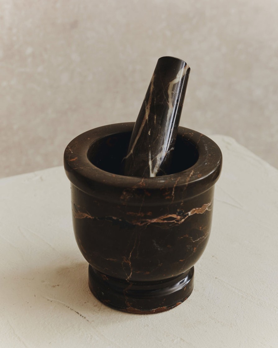 Kitchenware Form & Balance | Noble Marble Pestle And Mortar | Black And Brown