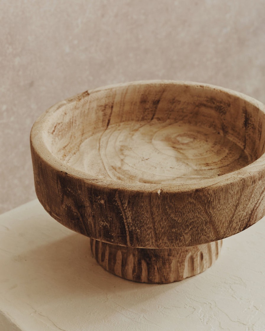 Homeware Form & Balance | Rustic Large Wooden Pedestal Bowl