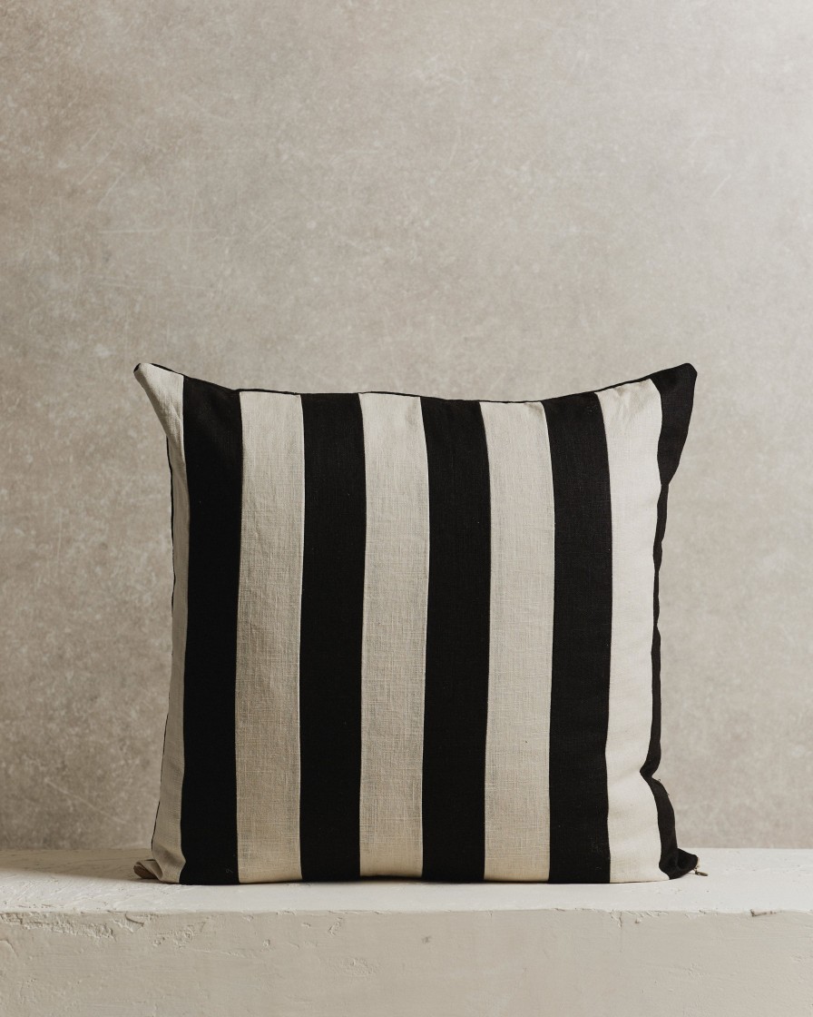 Homeware Form & Balance | Mini Stripe Cushion Cover | Black And Ecru