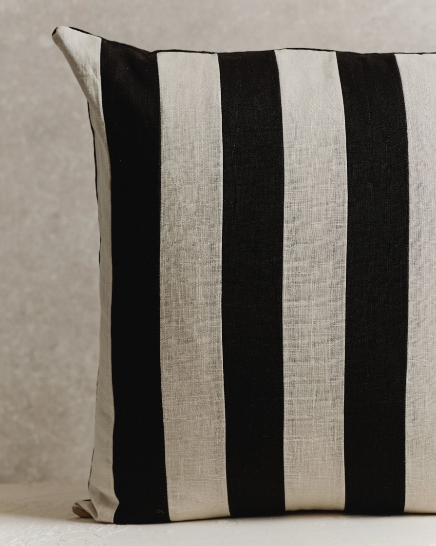 Homeware Form & Balance | Mini Stripe Cushion Cover | Black And Ecru